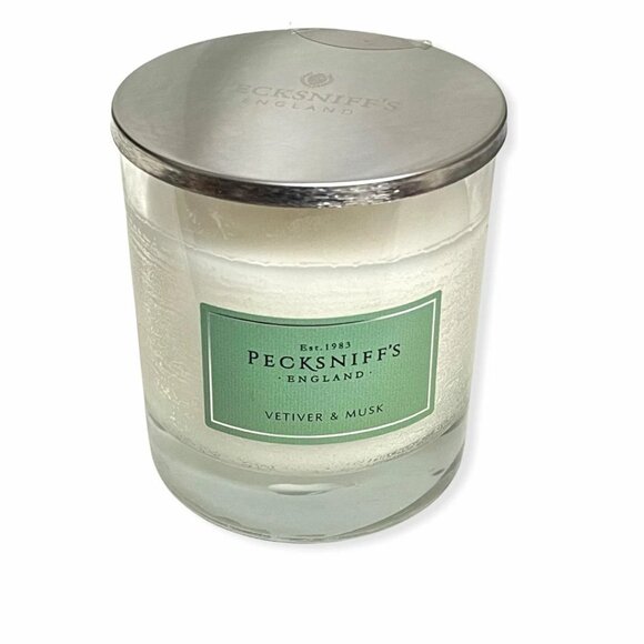 Pecksniff's Vetiver & Musk Candle 5.29 Oz. In Glass With Lid From England - Picture 2 of 2